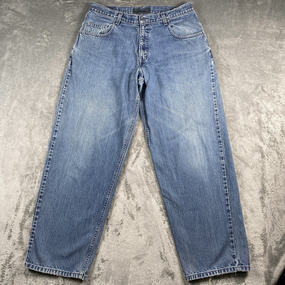 Vintage Levis SilverTab Jeans Mens 34x31 Loose Fit Tapered Light Wash 90s Grunge